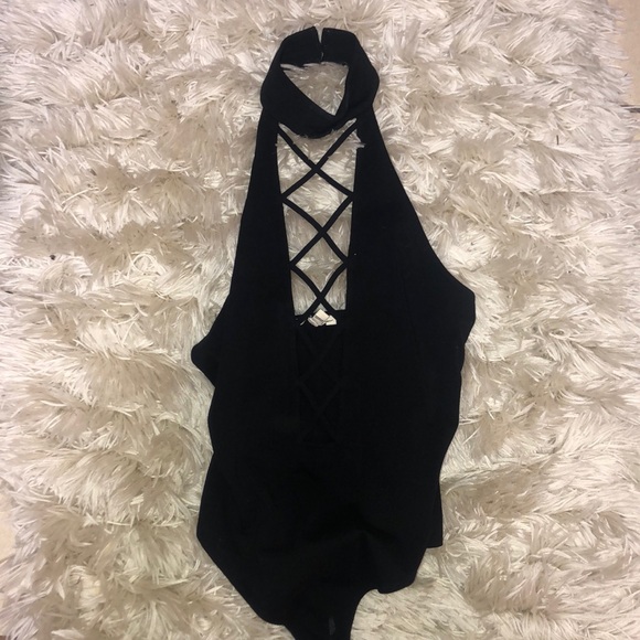 Express Other - Express Low Cut Black Bodysuit